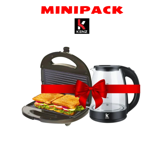DIGITRONICS MINI PACK KENZ– Bouilloire électrique 1,8L+Grill Panini 1200W